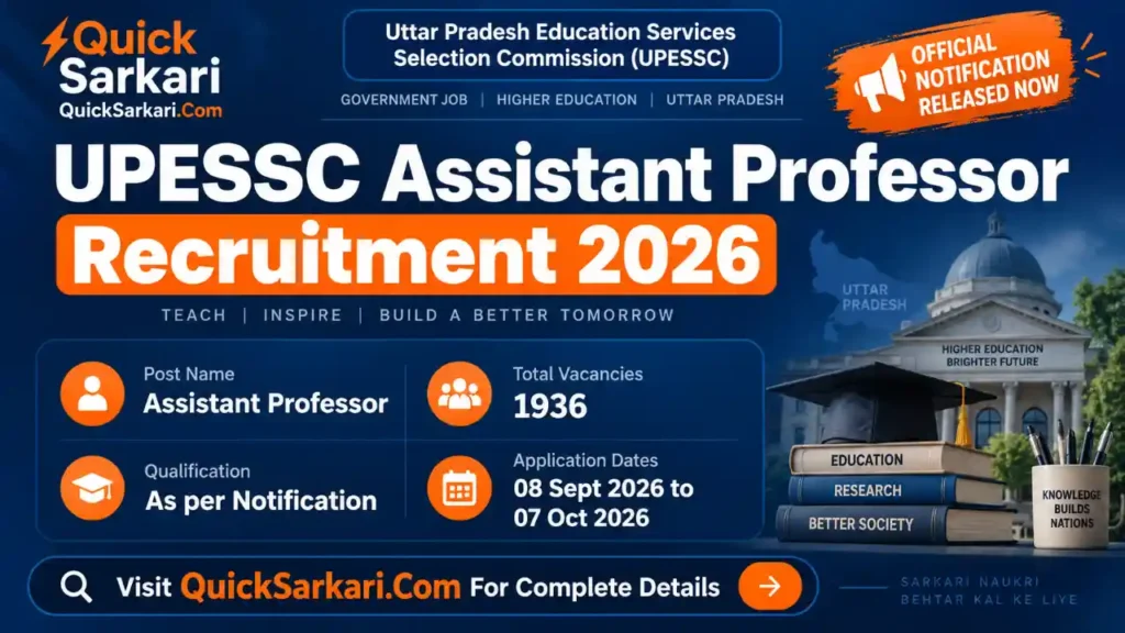UPESSC Assistant Professor Recruitment 2026
