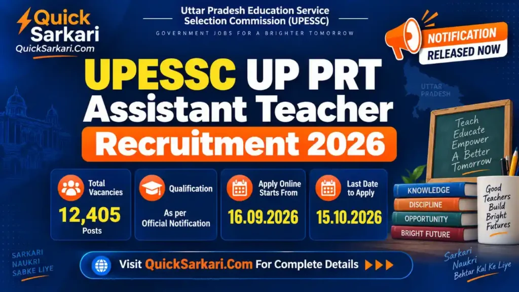 UPESSC UP PRT Assistant Teacher Recruitment 2026