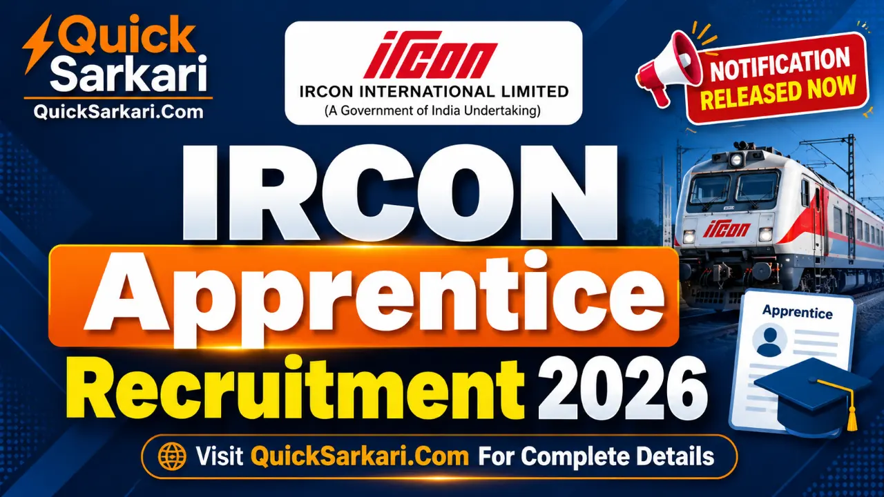 Aooprentice IRCON Apprentice Recruitment 2026 Notification OUT For 54 Posts; Apply ...